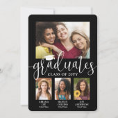 Triple Afstuderen Fotocollage Zwart Wit Joint Aankondiging (Voorkant)