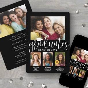 Triple Afstuderen Fotocollage Zwart Wit Joint Aankondiging