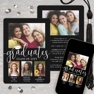 Triple Afstuderen Fotocollage Zwart Wit Joint Aankondiging