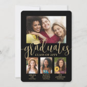 Triple Afstuderen foto's Zwart & Goud Joint Party Kaart (Voorkant)