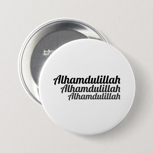 Triple Alhamdulillah Witte Button (Voorkant /achterkant)