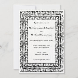 Triple Beaded Invitting Foral Border Wedding Invit Kaart
