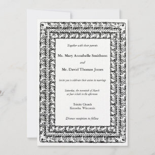 Triple Beaded Invitting Foral Border Wedding Invit Kaart