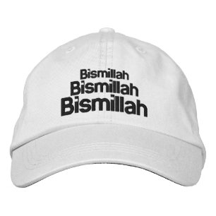 Triple Bismillah Typografie Witte Trucker Hoed Geborduurde Pet