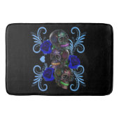 Triple Black Day of the Dead Skulls Blue Rozen Badmat (Voorkant)