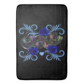 Triple Black Day of the Dead Skulls Blue Rozen Badmat (Voorkant Verticaal)