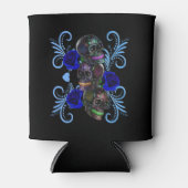 Triple Black Day of the Dead Skulls Blue Rozen Blikjeskoeler (Voorkant)