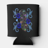 Triple Black Day of the Dead Skulls Blue Rozen Blikjeskoeler (Achterkant)