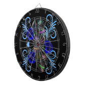 Triple Black Day of the Dead Skulls Blue Rozen Dartbord (Voorkant Rechts)