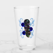 Triple Black Day of the Dead Skulls Blue Rozen Glas (Voorkant)