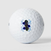Triple Black Day of the Dead Skulls Blue Rozen Golfballen (Voorkant)