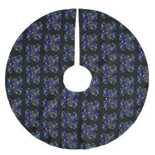 Triple Black Day of the Dead Skulls Blue Rozen Kerstboom Rok