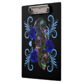 Triple Black Day of the Dead Skulls Blue Rozen Klembord (Links)