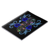 Triple Black Day of the Dead Skulls Blue Rozen Notitieboek (Linkerzijde)
