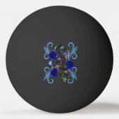 Triple Black Day of the Dead Skulls Blue Rozen Pingpongbal (Achterkant)