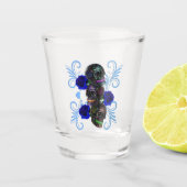 Triple Black Day of the Dead Skulls Blue Rozen Shot Glas (Voorkant)