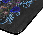Triple Black Day of the Dead Skulls Blue Rozen Snijplank (Hoek)
