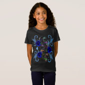 Triple Black Day of the Dead Skulls Blue Rozen T-shirt (Voorkant volledig)