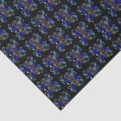 Triple Black Day of the Dead Skulls Blue Rozen Tissuepapier (Detail)