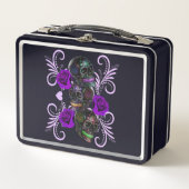 Triple Black Day of the Dead Skulls Paarse Rozen (Voorkant)