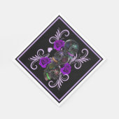 Triple Black Day of the Dead Skulls Paarse Rozen Servet (Hoek)
