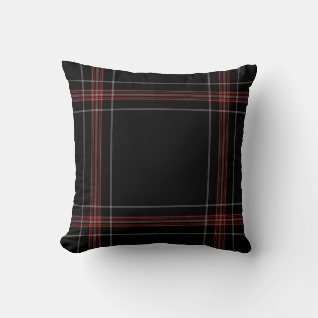 Triple Black Red Giant Tartan Pset Kussen (Voorkant)