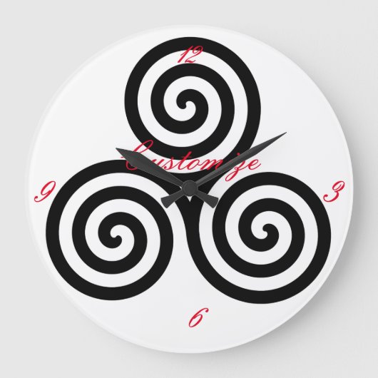 Triple Black Spirals Thunder_Cove Classic Grote Klok (Voorkant)