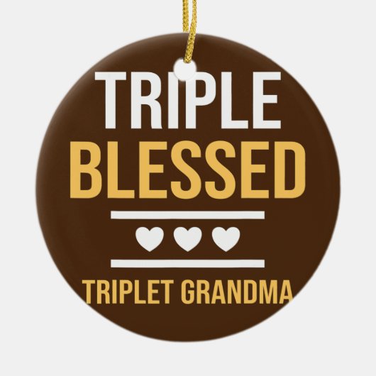 Triple Blessed Triplet Grandma Grandchildren Funny Keramisch Ornament (Voorkant)