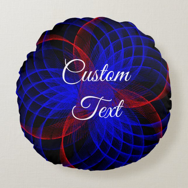Triple Blueberry Kleur Geometrische Ronde Kussen (Voorkant)