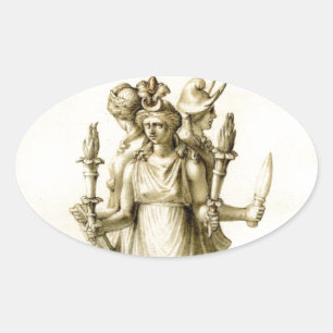 Triple-Bopped Hecate Ovale Sticker