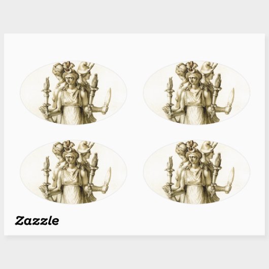 Triple-Bopped Hecate Ovale Sticker (Vel)