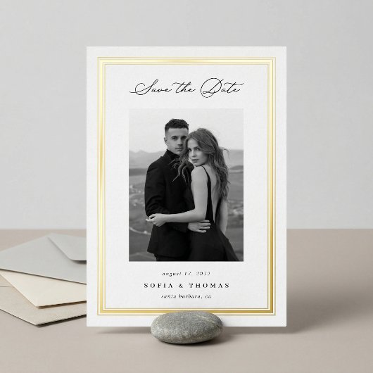 Triple Border Foto Save the Date Folie Uitnodiging