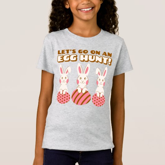 Triple Bunny Egg Hunt Kinder Shirt (Voorkant)