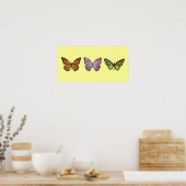 Triple Butterfly Poster Horizontal (Keuken)
