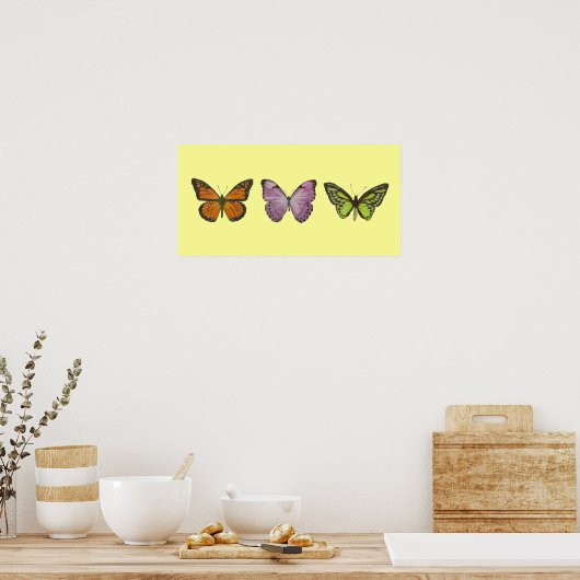 Triple Butterfly Poster Horizontal (Keuken)