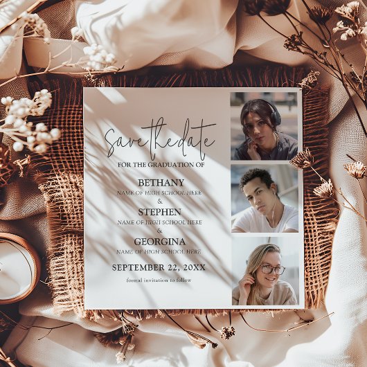 Triple Celebration 3 Photo Graduation Save The Date