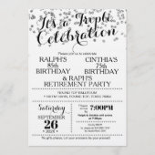 Triple Celebration Confetti Faux Silver Invitation Kaart (Voorkant)