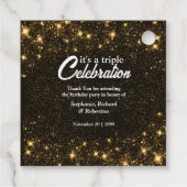 Triple Celebration Joint Birthday Gold Black  Bedankjes Labels (Achterkant)