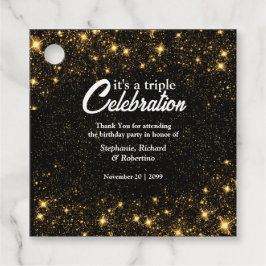 Triple Celebration Joint Birthday Gold Black  Bedankjes Labels