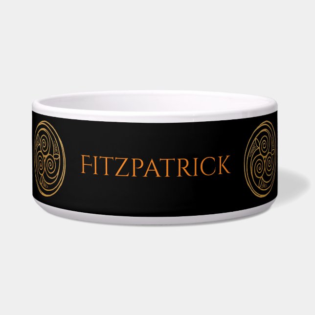 Triple Celtic Knot Swirl Mandala Ceramic Pet Bowl Voerbakje (Voorkant)