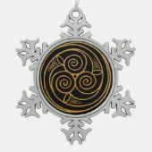 Triple Celtic Knot Swirl Mandala Tin Sneeuwvlok Ornament (Voorkant)