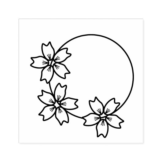 Triple Circled Sakura (Cherry Blossoms) Stempel (Afrduk)