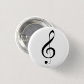 Triple Clef muzieknoot, Ronde Button 3,2 Cm (Voorkant /achterkant)