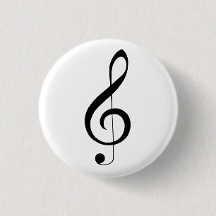 Triple Clef muzieknoot, Ronde Button 3,2 Cm