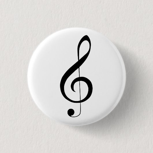 Triple Clef muzieknoot, Ronde Button 3,2 Cm (Voorkant)