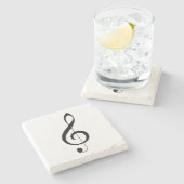 Triple Clef muzieknoot, Stenen Onderzetter (Zijkant)