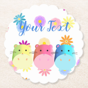 Triple Cute Kawaii Hamsters Custom Kartonnen Onderzetters