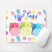 Triple Cute Kawaii Hamsters Custom Muismat (Met muis)