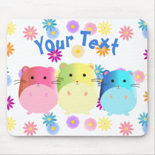 Triple Cute Kawaii Hamsters Custom Muismat