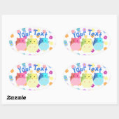 Triple Cute Kawaii Hamsters Custom Ovale Sticker (Vel)